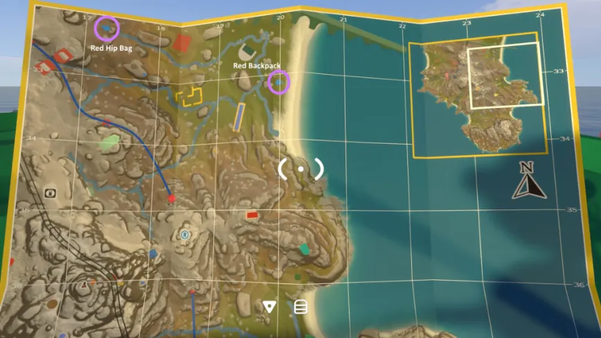 Northeast map region with the red backpack